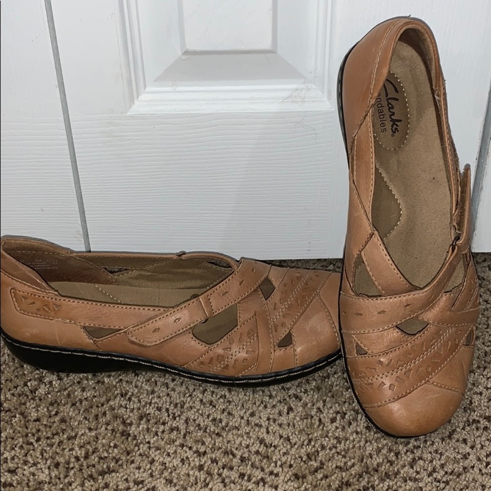 Clarks Bendables Tan Leather Shoes 8M